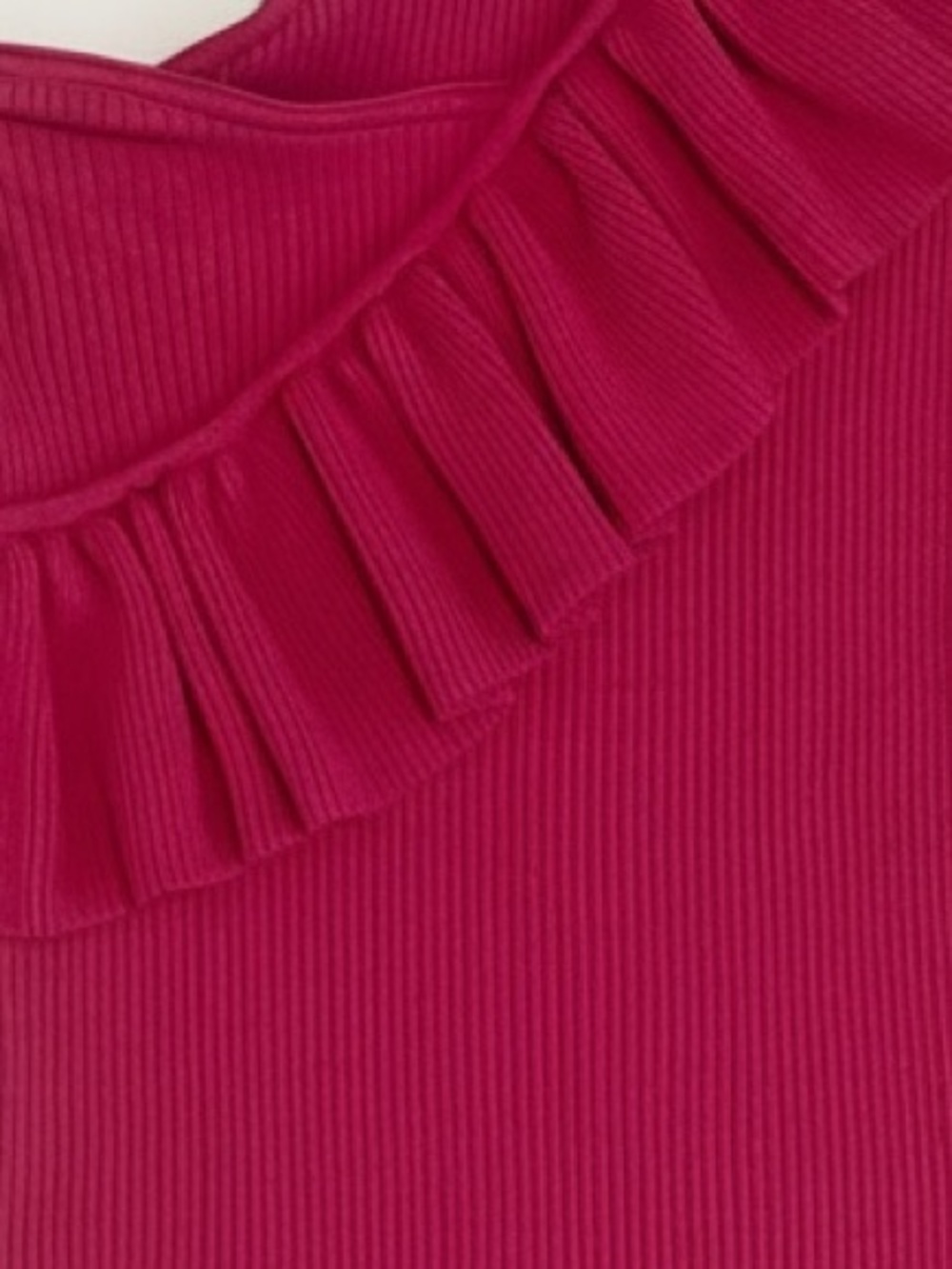 Sofía Jeans One Shoulder Ruffle Top Magenta Ribbed Stretch Size S - Picture 11 of 11